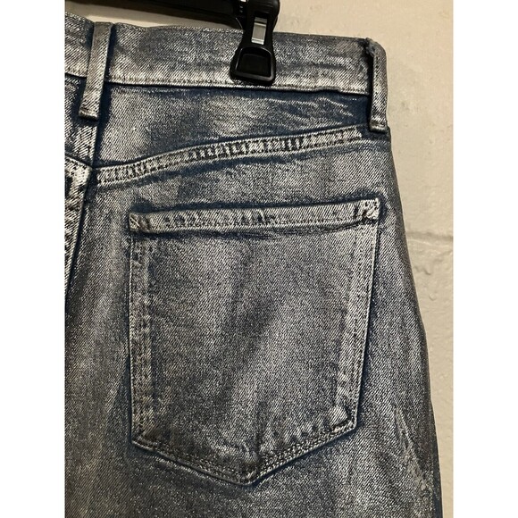 ANA A New Approach Womens Sz 6 Denim Jean Midi Skirt Metallic Effect NWT - Picture 10 of 13